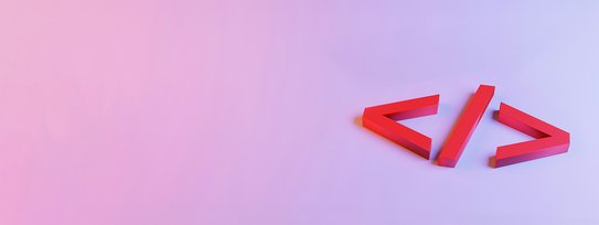 Ein HTML-Code für Break als 3D-Grafik auf einer farbigen Fläche